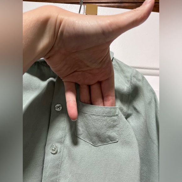Edgehill Collection Sage Green Linen Button down Peter Pan collar Shirt 18 Month - Picture 6 of 16